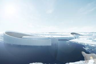 The proposed submersible would be capable of producing 16-foot-thick, 82-foot wide hexagonal icebergs. 